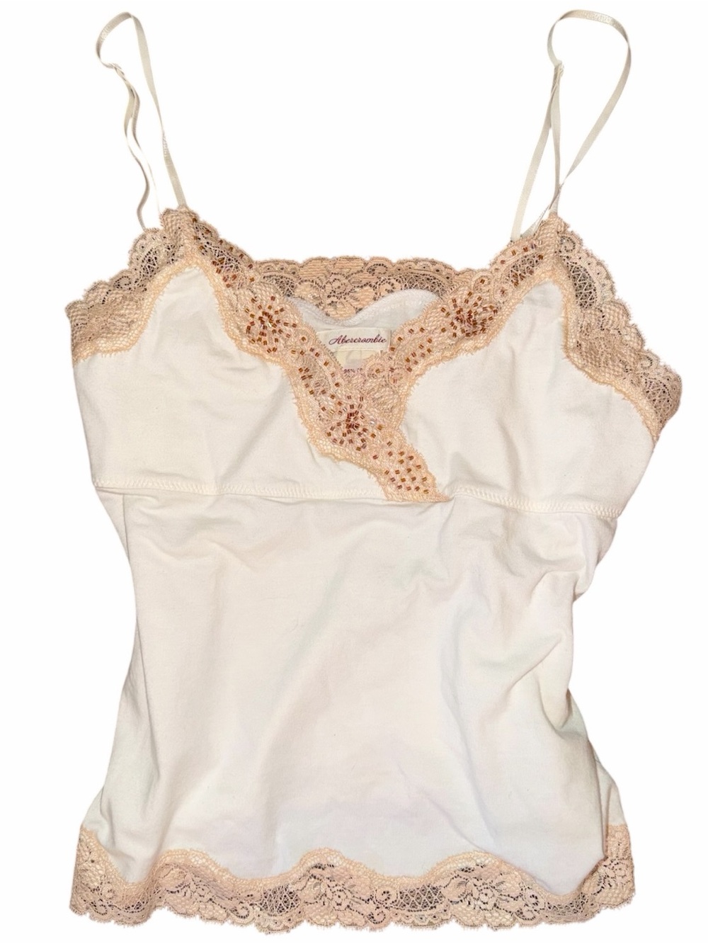 Y2K Abercrombie Beaded Lace Trim Cami Top